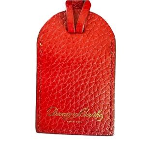 Dooney & Bourke Vintage Luggage Hang Tag-Red Leather w/Yellow Stitching 2”x4”
